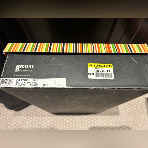 Browns tall blk leather boots brand new never worn sz8.5 zipper in back - Picture 8 of 12